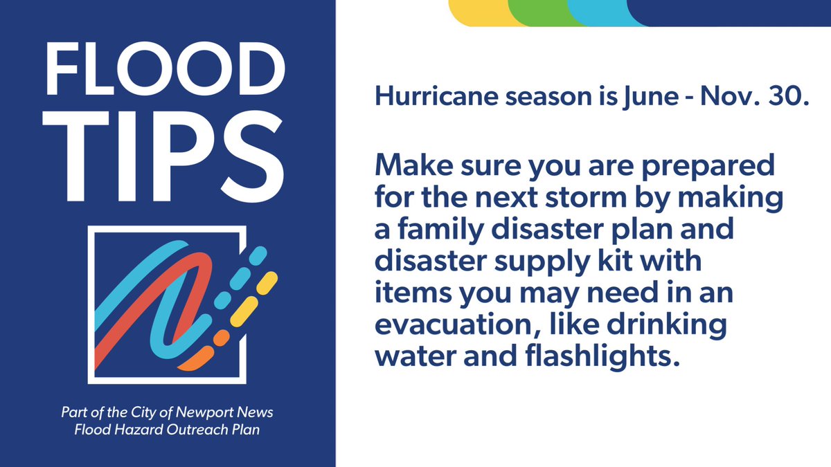 Hurricane Season begins next month. The City of Newport News Flood Hazard Outreach team wants you to stay ahead of potential flood damage. 🌧️

Visit nnva.gov for more helpful info! 
 
#newportnews #nnfloodtips