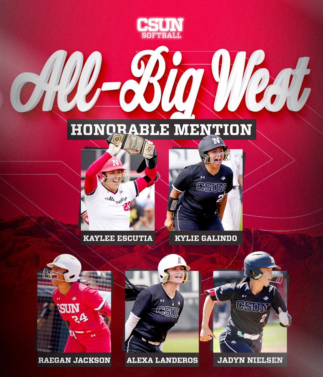 CSUN Matadors (@gomatadors) on Twitter photo FIVE ๐๐ฅ๐ฅ-๐๐ข๐ ๐๐๐ฌ๐ญ Honorable Mentions for <a href="/CSUNSoftball/">CSUN Softball</a> for a total of 9 conference awards. ๐
#GoMatadors x <a href="/BigWestSports/">The Big West</a> FIVE ๐๐ฅ๐ฅ-๐๐ข๐ ๐๐๐ฌ๐ญ Honorable Mentions for <a href="/CSUNSoftball/">CSUN Softball</a> for a total of 9 conference awards. ๐
#GoMatadors x <a href="/BigWestSports/">The Big West</a>