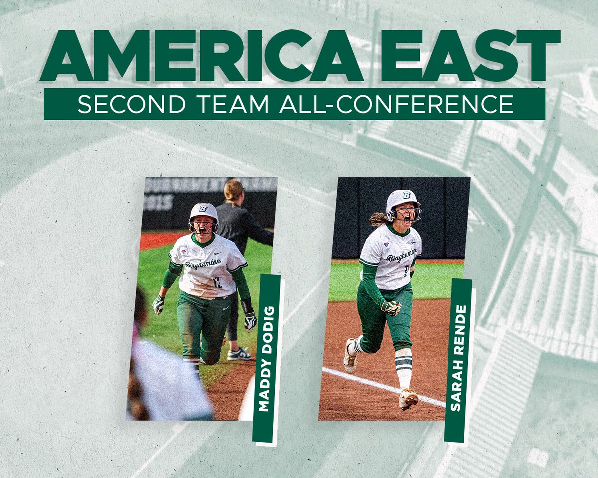 Congratulations to our second-team all-conference selections - Maddy Dodig and Sarah Rende!

#ONEBinghamton #AESB #LetsGroove