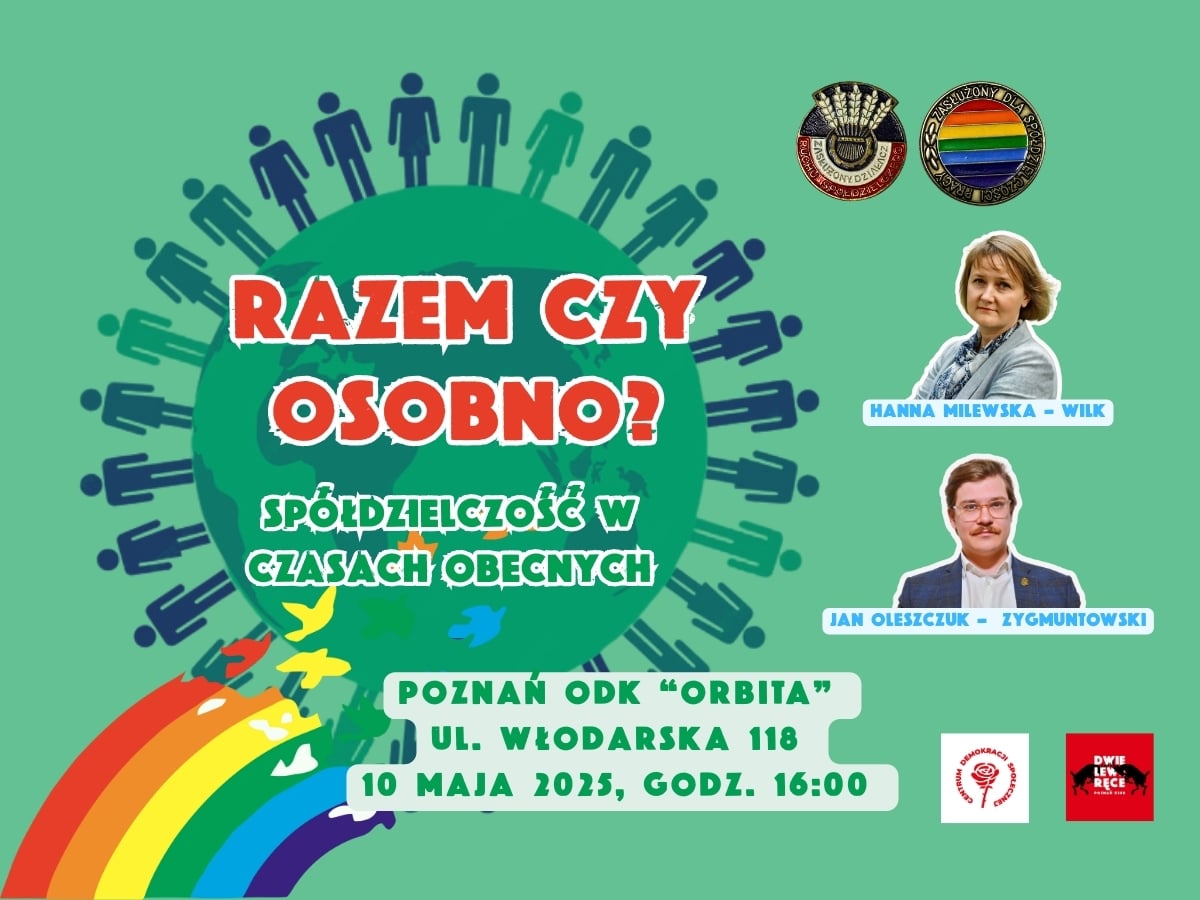 W nadchodzącą sobotę o godzinie 16:00 zapraszamy na kolejną naszą debatę w ODK "Orbita". Tym razem będziemy rozmawiać o spółdzielczości. Wezmą w niej udział: <a href="/henia04/">Hanna Milewska-Wilk</a>, specjalistka ds. mieszkalnictwa i analityczka rynku najmu oraz <a href="/ZygmuntowskiJ/">Jan Oleszczuk-Zygmuntowski</a>, ekonomista i spółdzielca.