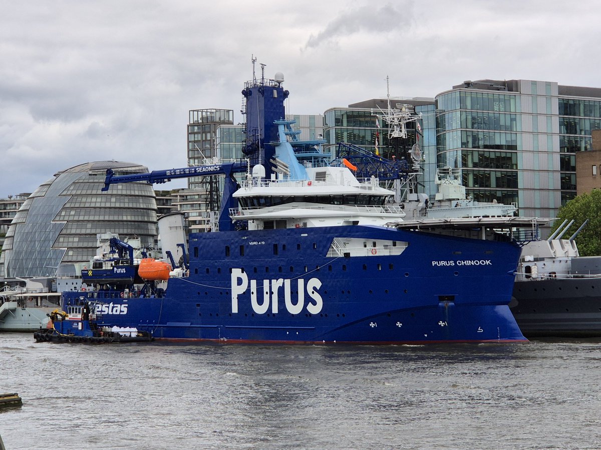 GeraldM64883070's tweet photo. Purus Chinook is the first Vard 419 commissioning service operation vessel (CSOV) for the Purus' operated fleet. Supporting the company's offshore wind operation. #Purusmarine #Vard #Vestaswindsystems #offshorewind #shipsinpics #riverthames #pooloflondon https://t.co/RNkaI80Ca5