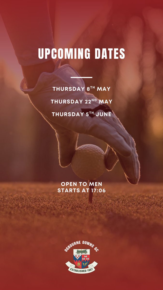OgbourneDownsGC's tweet photo. Quick-fire golf, one winner - Can you handle the pressure?

Upcoming dates:
•Thurs 8th May
•Thurs 22nd May
•Thurs 5th June

Sign up in the pro shop — it’s going to be a good one!

#ODGC #GolfShootOut #ClubGolf https://t.co/lk6AHgfYdP