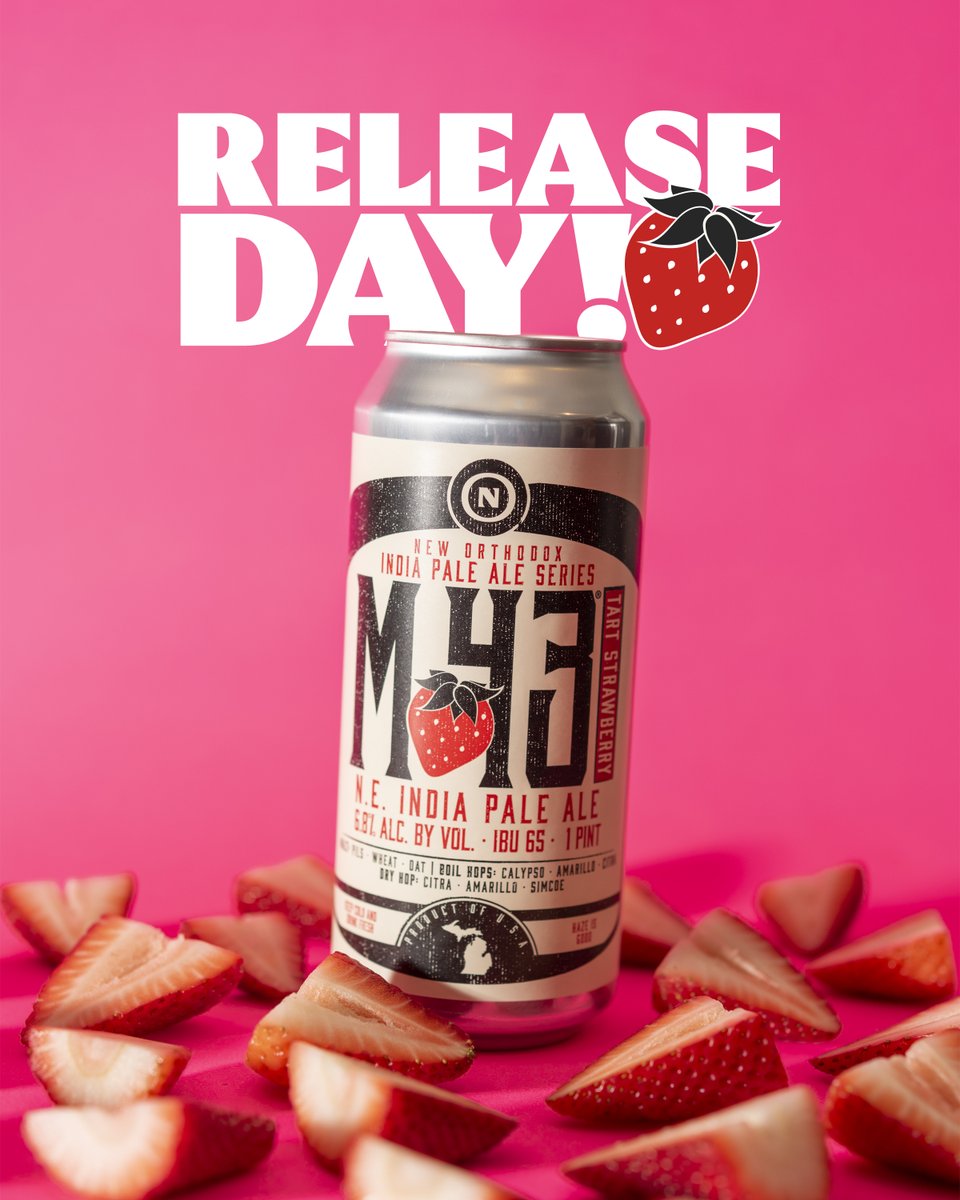 Spring = berry season 🍓Tart Strawberry M-43 hits MI shelves starting today, with IL, OH, WI, IN, KY, and GA dropping soon!

It won’t stick around long — find it near you: qrco.de/bfVIjv

#oldnationbrewingco #respectfullybrewed #michigan #michiganmade #mibeer #10years