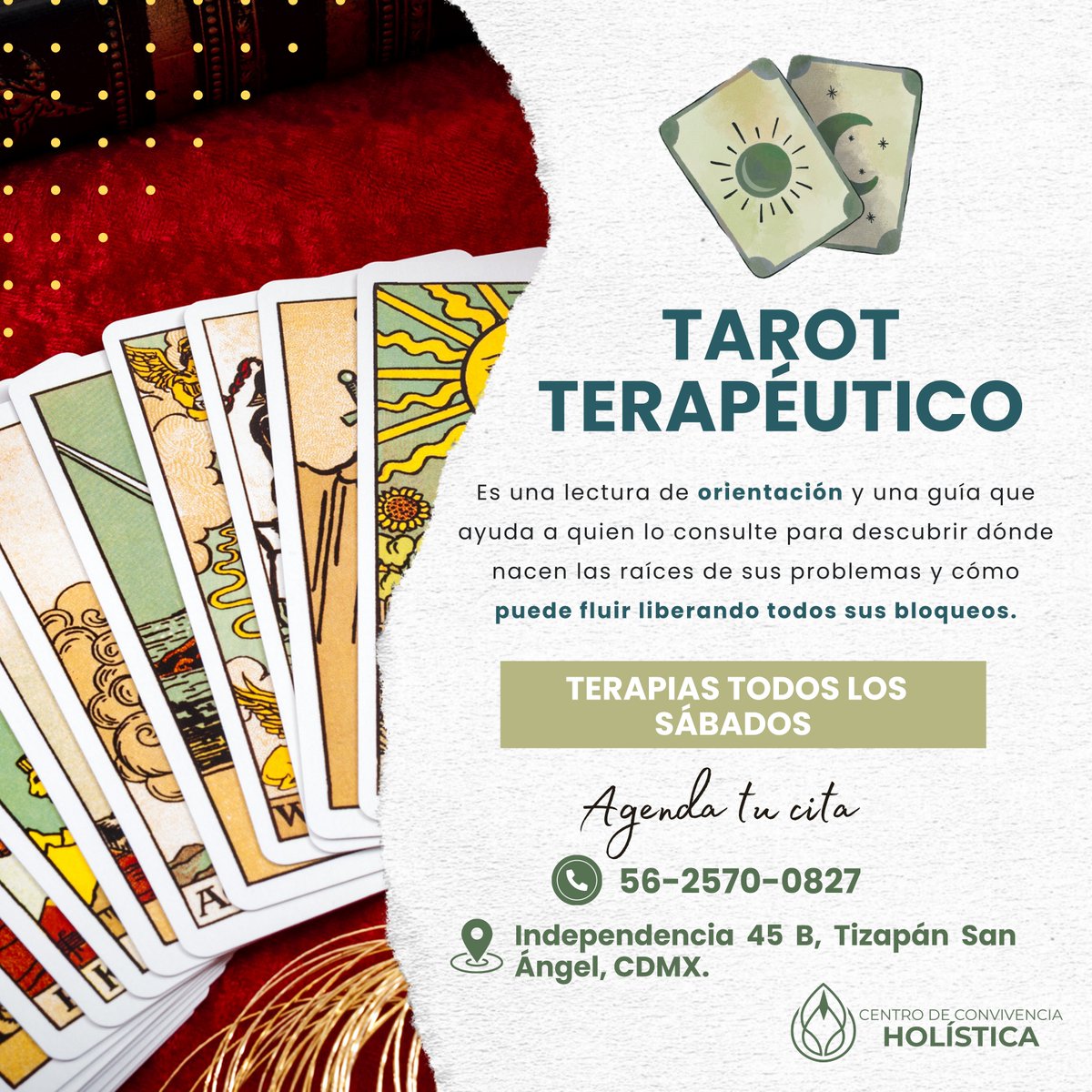 CENCOH's tweet photo. Tarot terapéutico
Más que una lectura, es una guía para reconectar contigo.

Descubre el origen de tus bloqueos emocionales y comienza a liberarte.
-Sesiones todos los sábados
-Independencia 45B, Tizapán San Ángel, CDMX
#tarot #sesionesdetarot #tarotterapéutico #holístico https://t.co/fsrdnyZxJI