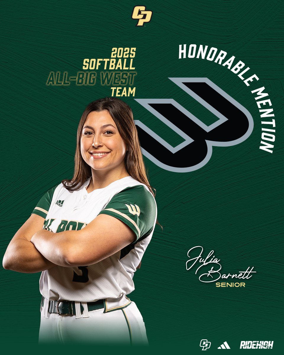 Once more one of the nation's top defensive catchers, senior Julia Barnett earned All-Big West honorable mention priase on Tuesday!
#RideHigh