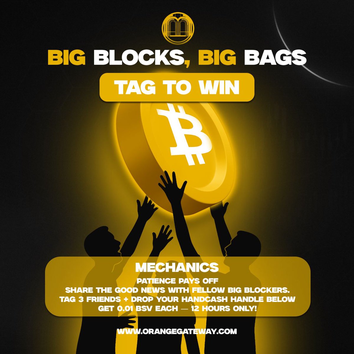 In Celebration of our new Fiat On-Ramp, we are doing our biggest giveaway yet! 🥵

Drop your <a href="/handcashapp/">HANDCASH</a> $handle in the comments, share &amp; tag 3 friends 

EVERYONE who joins in the next 12h gets 0.01 $BSV💣