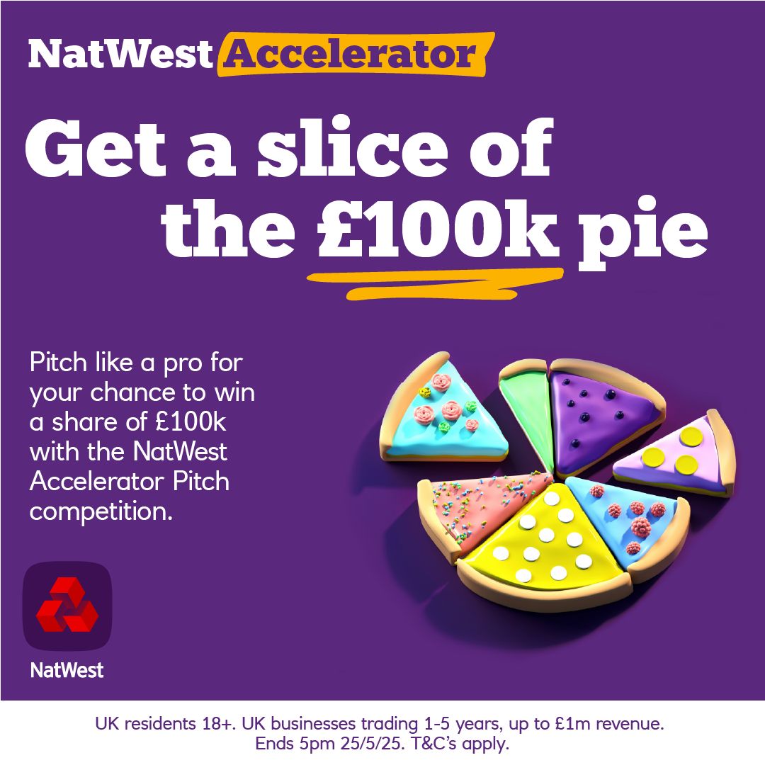 A great pitch could be your ticket to a share of £100k. 

Enter the NatWest Accelerator Pitch competition and show us what you've got. T&amp;Cs apply: spkl.io/6044fLezm. 

Find out more to enter: spkl.io/6045fLezW.