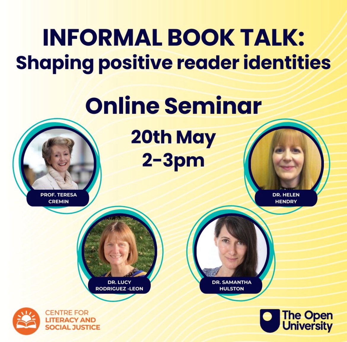 Teresa Cremin (@teresacremin) on Twitter photo Do join us for this FREE Seminar!
Book chatter matters โฆ Weโre sharing insights from <a href="/OpenUni_RfP/">Reading for Pleasure ๐งถ</a> studies with children aged 4-16. bit.ly/4384c6B How might your practice shift to support such informal book talk ? <a href="/_Reading_Rocks_/">ReadingRocks</a> <a href="/MrsRLSaunders/">Rachel Saunders</a> <a href="/rcharlesworth/">Rich Charlesworth</a> Do join us for this FREE Seminar!
Book chatter matters โฆ Weโre sharing insights from <a href="/OpenUni_RfP/">Reading for Pleasure ๐งถ</a> studies with children aged 4-16. bit.ly/4384c6B How might your practice shift to support such informal book talk ? <a href="/_Reading_Rocks_/">ReadingRocks</a> <a href="/MrsRLSaunders/">Rachel Saunders</a> <a href="/rcharlesworth/">Rich Charlesworth</a>