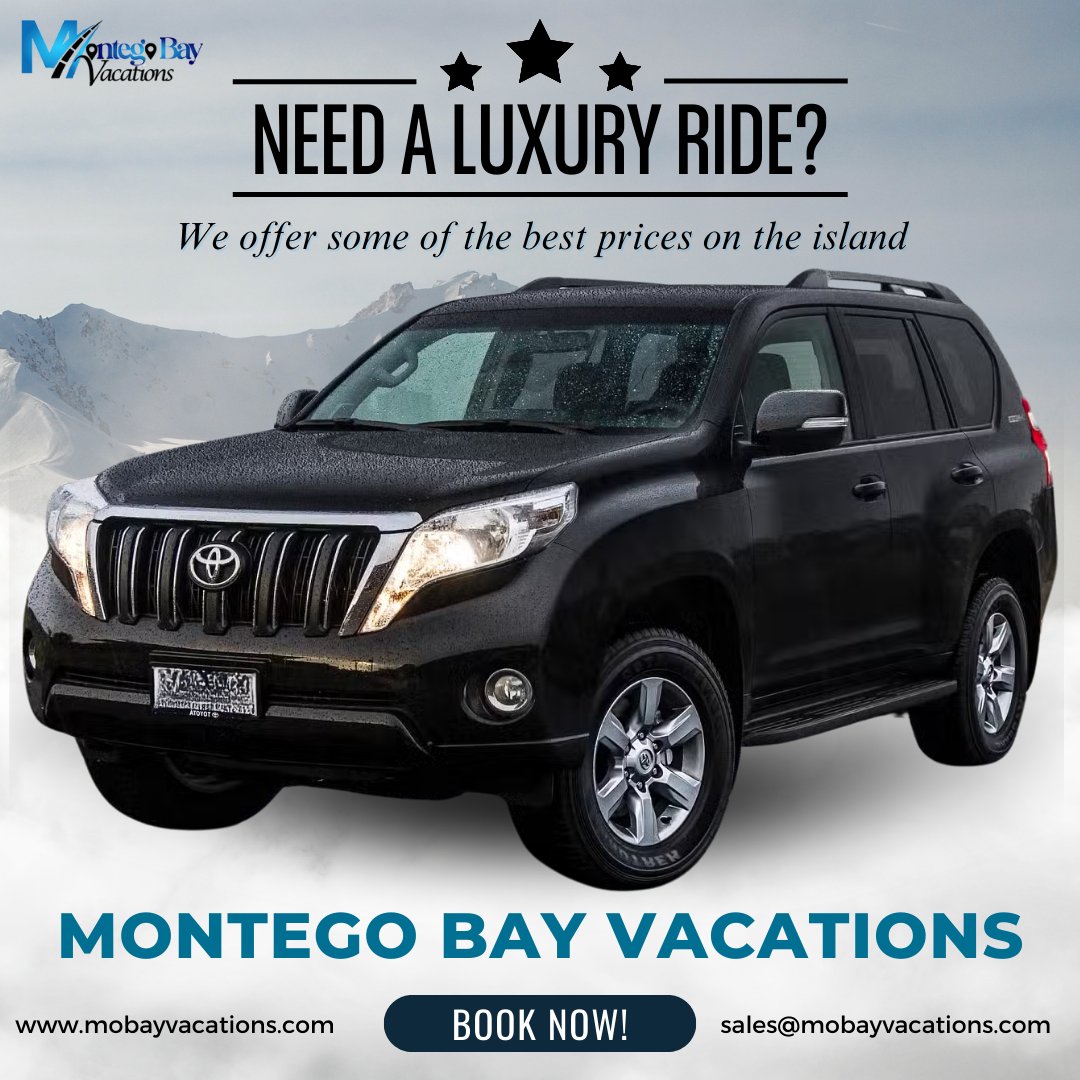 mobayvacations's tweet photo. Need a luxury ride that won’t break the bank? 👑🚘 Montego Bay Vacations has you covered!

📲 Book now and ride in style!
.
.
.
#MontegoBayVacations #LuxuryTransport #JamaicaRides #TravelInStyle #IslandComfort #PrivateTransfers #NoStressJustVibes https://t.co/c8Av39VUUU