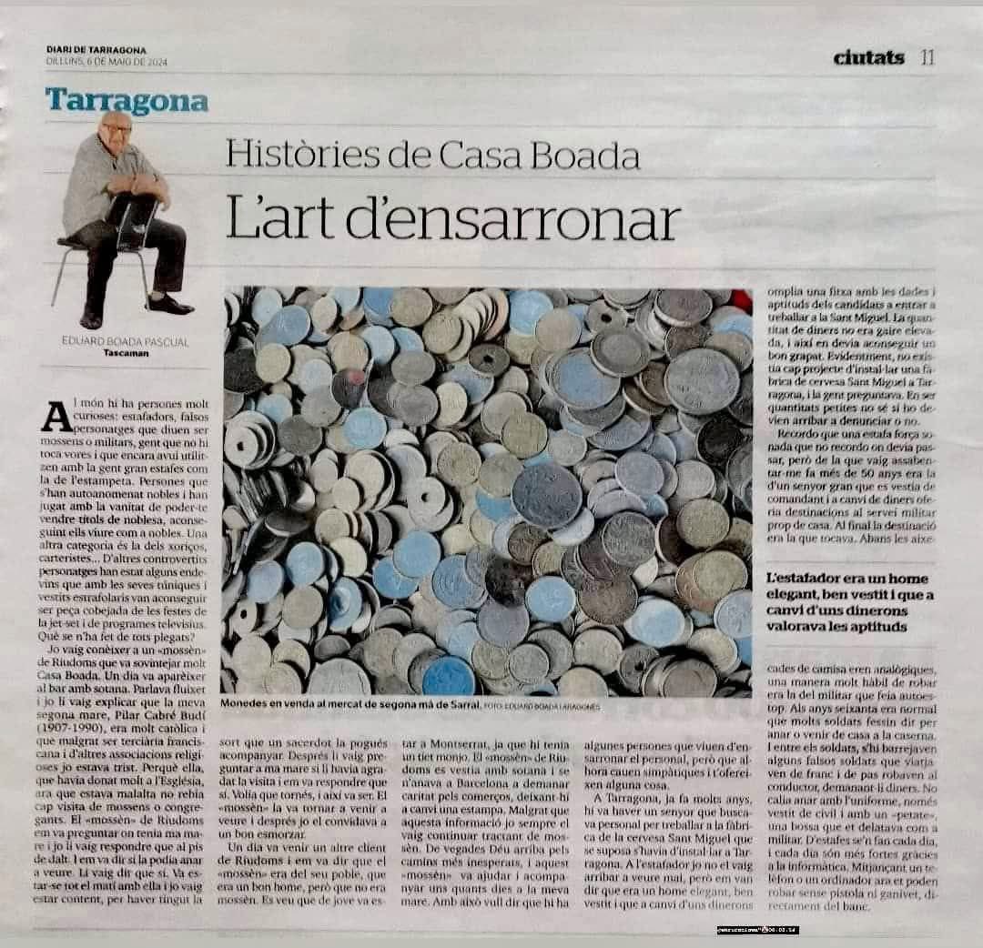 eduardboada's tweet image. L’art d’ensarronar
#HistòriesdeCasaBoada @diaridtarragona #Tarragona 
diaridetarragona.com/google-amp/tar…