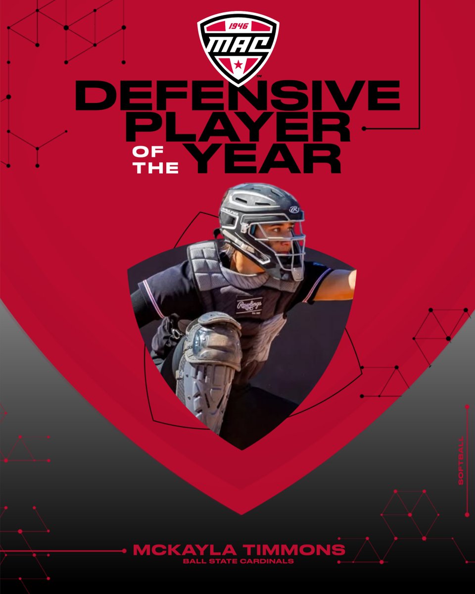 MACtion (@macsports) on Twitter photo 🥎 Defensive Player of the Year 🥎
Congratulations to the 2025 MAC Softball Defensive Player of the Year: Ball State's McKayla Timmons! 👌
<a href="/BallStateSB/">Ball State Softball</a> | #MACtion 🥎 Defensive Player of the Year 🥎
Congratulations to the 2025 MAC Softball Defensive Player of the Year: Ball State's McKayla Timmons! 👌
<a href="/BallStateSB/">Ball State Softball</a> | #MACtion