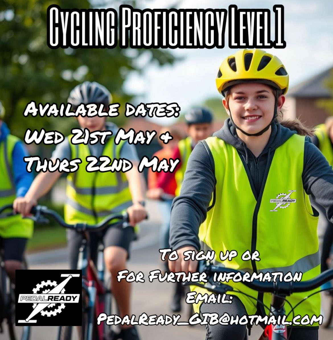 PedalReady Gibraltar (@pedalready_gib) on Twitter photo Level 1 Cycling Proficiency courses availableโฆ donโt miss your slot, email: PedalReady_GIB@hotmail.com
Open to all ages for those who know how to ride a bicycle. ๐ ๐ฒ Level 1 Cycling Proficiency courses availableโฆ donโt miss your slot, email: PedalReady_GIB@hotmail.com
Open to all ages for those who know how to ride a bicycle. ๐ ๐ฒ