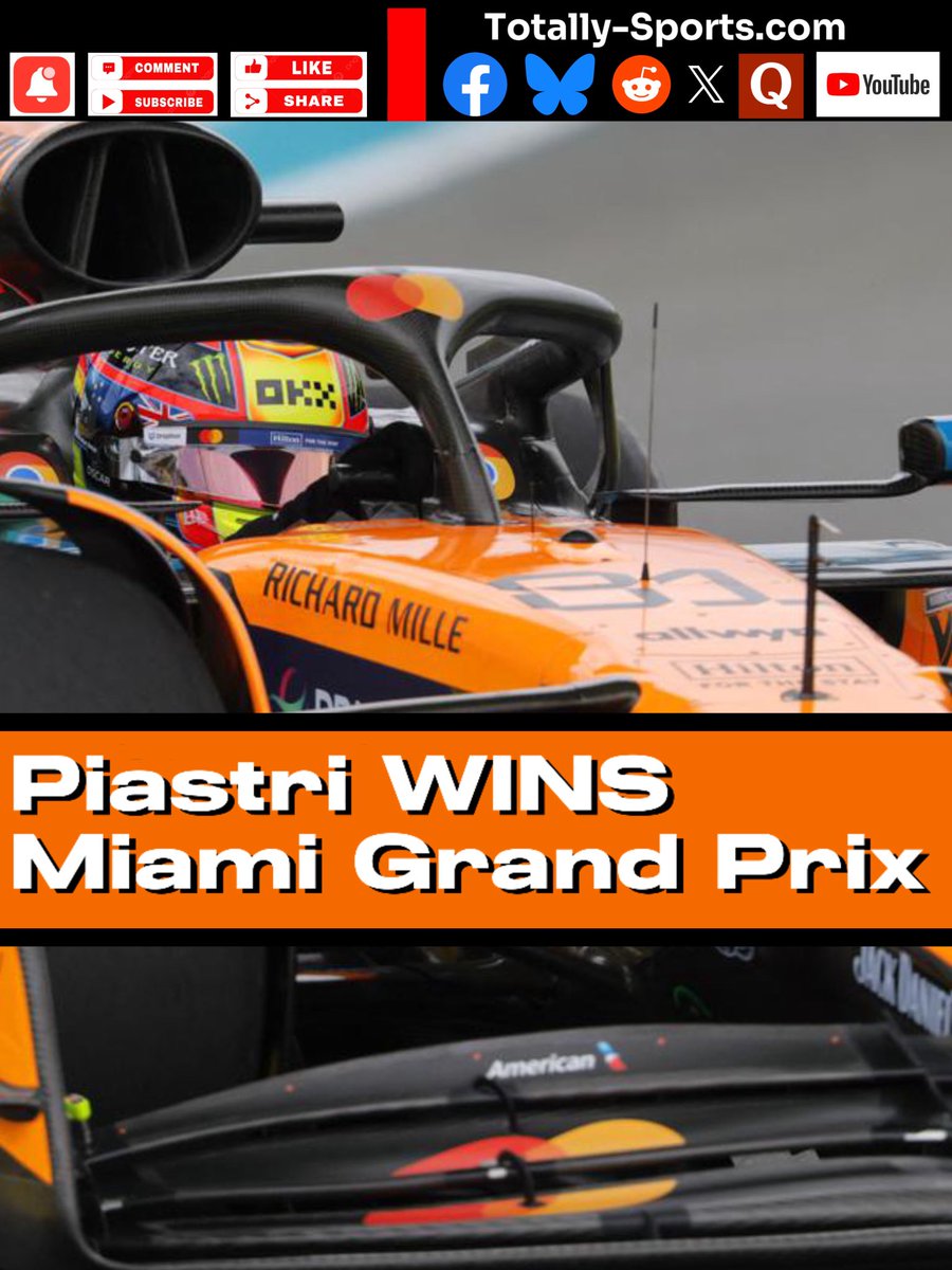 MattF2025's tweet photo. 🇺🇸AWESOME RACE‼️ Piastri WINS in Miami #miamigp #oscarpiastri https://t.co/aO5siMcVnH via @YouTube #F1 #MiamiGrandPrix https://t.co/GToGAy8FA0