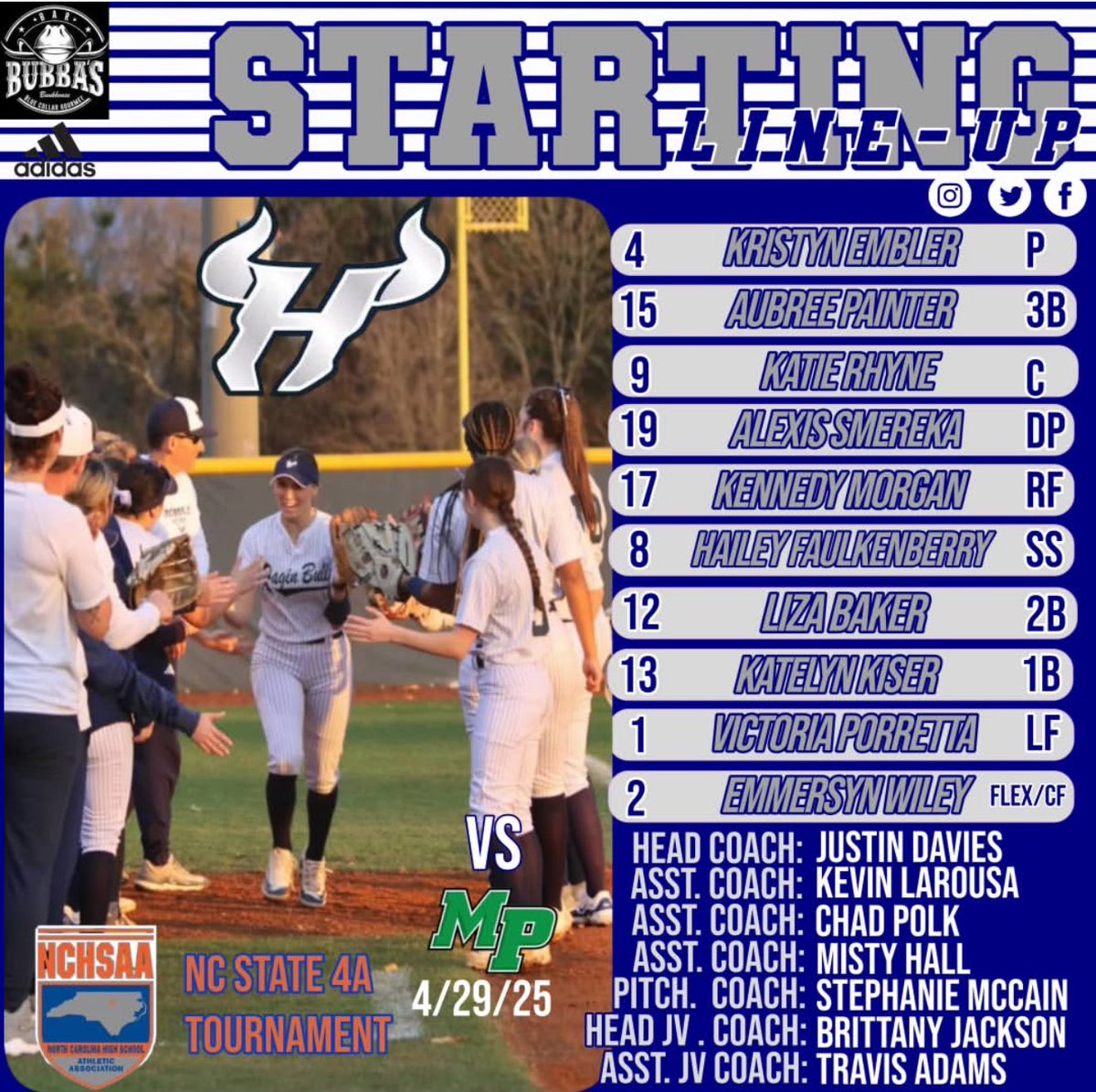 HRHSVarsitySoftball (@hrbullssoftball) on Twitter photo 🚨GAME DAY🚨
Road to the Ship starts tonight!!!
<a href="/NCHSAA/">NCHSAA</a> 1st Round match up is at Home!! Come out and support your Ragin Bulls!! 🏆
🆚 Myers Park Mustangs
⏰ 6pm
📍 Hickory Ridge High School
📊 Game Changer
🤘🏽 HORNS UP
<a href="/Gm4Sports/">Greater Metro 4 Conference</a> <a href="/MaxPreps/">MaxPreps</a> <a href="/HighSchoolOT/">HighSchoolOT</a> <a href="/charlottepreps/">Observer Preps</a> 🚨GAME DAY🚨
Road to the Ship starts tonight!!!
<a href="/NCHSAA/">NCHSAA</a> 1st Round match up is at Home!! Come out and support your Ragin Bulls!! 🏆
🆚 Myers Park Mustangs
⏰ 6pm
📍 Hickory Ridge High School
📊 Game Changer
🤘🏽 HORNS UP
<a href="/Gm4Sports/">Greater Metro 4 Conference</a> <a href="/MaxPreps/">MaxPreps</a> <a href="/HighSchoolOT/">HighSchoolOT</a> <a href="/charlottepreps/">Observer Preps</a>