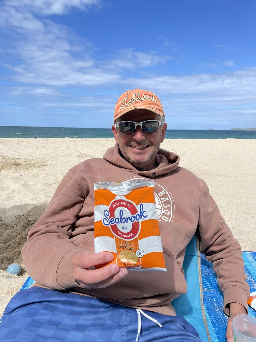 Randiddles's tweet photo. @SeabrookCrisps Bought these in Morrisons en route to Cornwall. Your best ever flavour, Seabrook! Happy 80th birthday 🎂 #seabrookbythesea #lea&amp;perrins https://t.co/DWfxUYEQBl