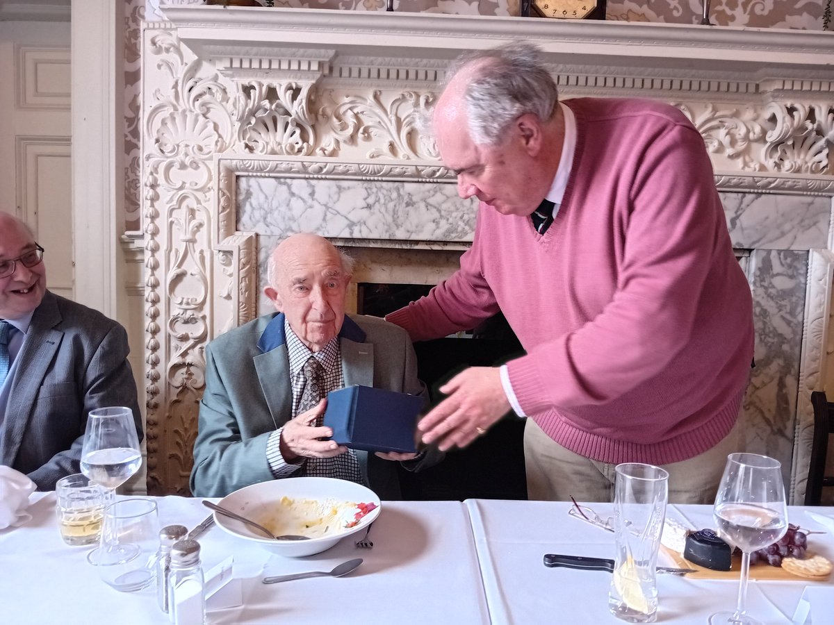<a href="/SuffolkHeraldry/">Suffolk Heraldry Society</a> Chairman was delighted to present gifts to two of our retiring Trustees at our recent St George's Day Lunch, Peter Durrell and Gerry de Roeper.