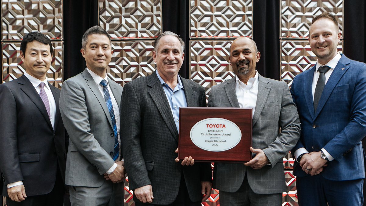 CooperStandard's tweet image. Cooper Standard was recently honored with the Toyota Excellent VA Achievement Award. This recognition celebrates our exceptional Value Analysis initiative and reflects our commitment to operational excellence and continuous improvement.

Thank you to our dedicated team for making…