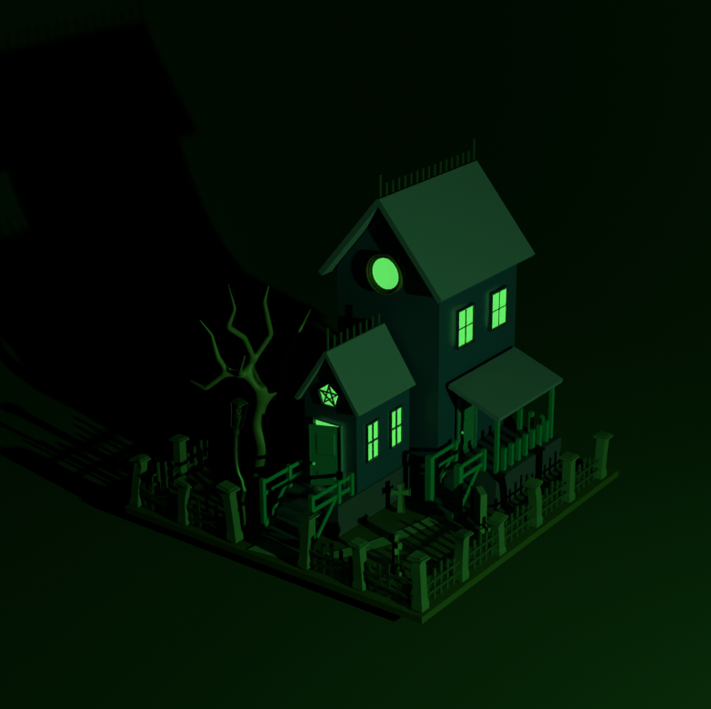 Fallzinnnn3DArt's tweet photo. This is my new artwork. It's in the blocking-out phase, and I'm studying some lighting now because I want to share more of this masterpiece.

#3dart #3d #blender #blender3d #br #brart #VGenCode #house #spookyhouse #art #isometric https://t.co/jk0RRMYkMz