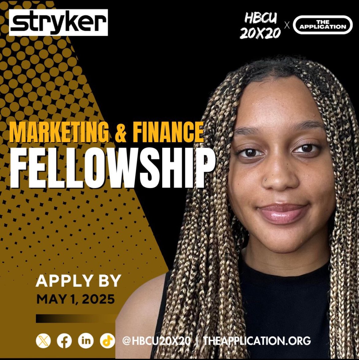 Don’t miss this opportunity to shape your future with the support of Stryker + HBCU 20x20! If you are interested, please apply before the deadline.

Application Link: forms.gle/KcjEPpuUZHzJ4K…

Application Deadline (Extended): This Sunday, May 11, 2025

#AlwaysAlcorn💛💜
