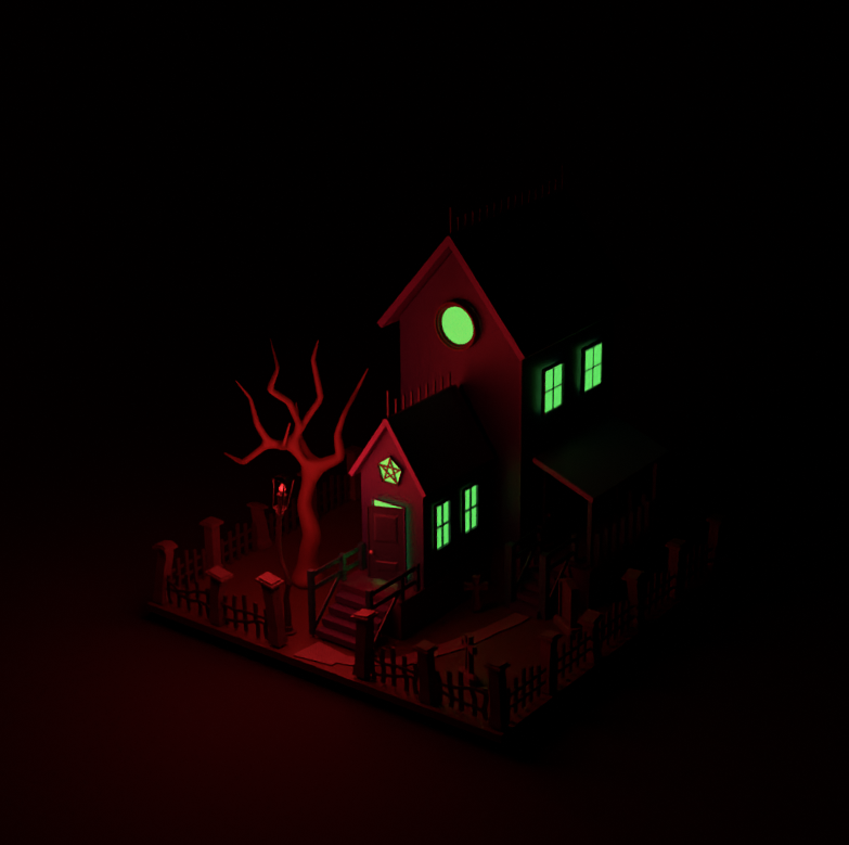 Fallzinnnn3DArt's tweet photo. This is my new artwork. It's in the blocking-out phase, and I'm studying some lighting now because I want to share more of this masterpiece.

#3dart #3d #blender #blender3d #br #brart #VGenCode #house #spookyhouse #art #isometric https://t.co/jk0RRMYkMz