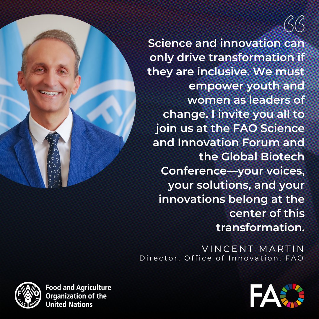 FAO in New York (@faonewyork) on Twitter photo Wrapping up the <a href="/FAO/">Food and Agriculture Organization</a>-<a href="/World_FoodForum/">World Food Forum</a> event at #STIForum10, <a href="/FAOInnovation/">FAO Innovation</a> Director, <a href="/MartinVncnt/">Vincent Martin</a>, encouraged agrifood system stakeholders to empower youth and women as leaders and invited participants to join FAO's Science and Innovation Forum in October 2025. #Tech4SDGs Wrapping up the <a href="/FAO/">Food and Agriculture Organization</a>-<a href="/World_FoodForum/">World Food Forum</a> event at #STIForum10, <a href="/FAOInnovation/">FAO Innovation</a> Director, <a href="/MartinVncnt/">Vincent Martin</a>, encouraged agrifood system stakeholders to empower youth and women as leaders and invited participants to join FAO's Science and Innovation Forum in October 2025. #Tech4SDGs