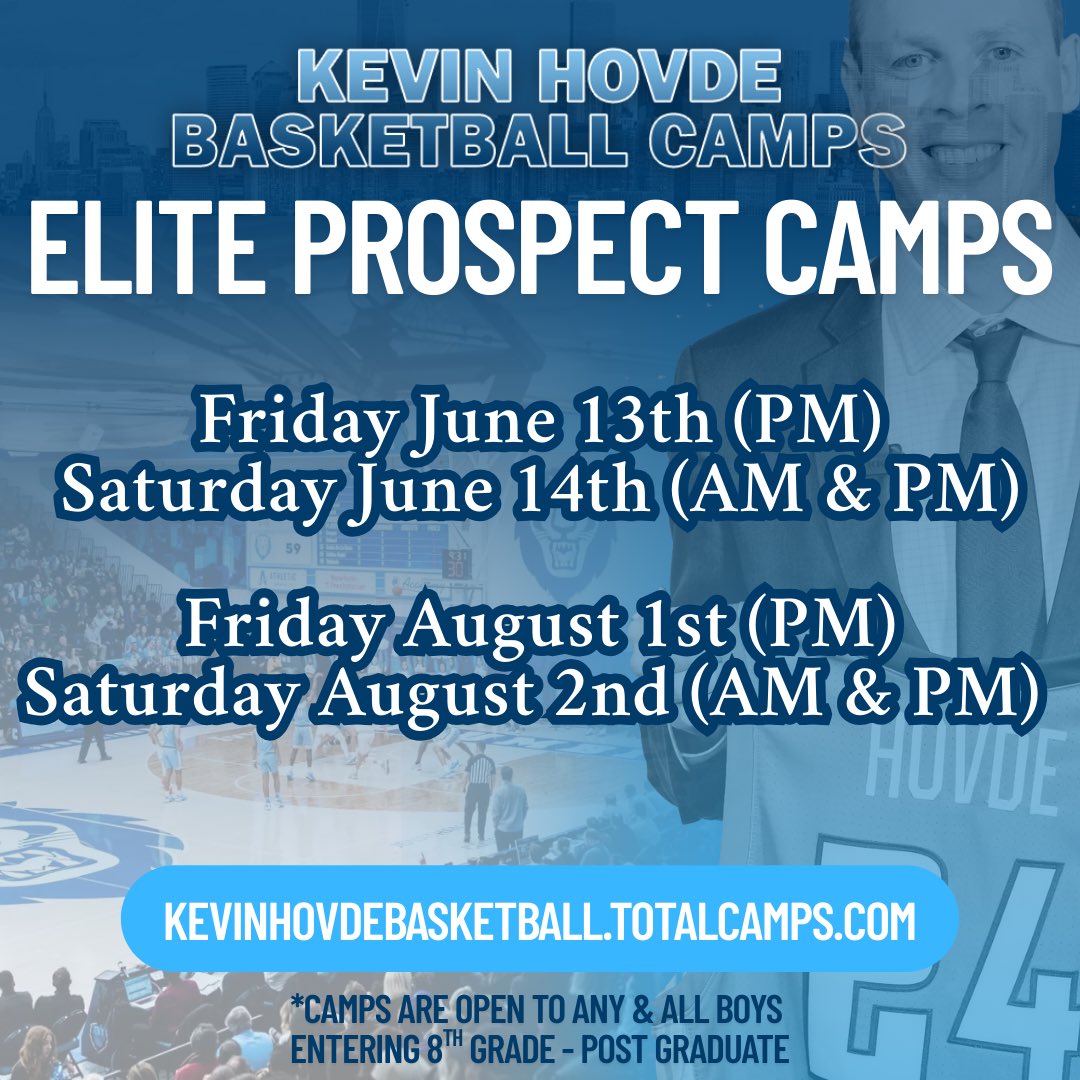 Registration is now OPEN for our 2025 Elite Prospect Camps in New York City🗽🏀

KevinHovdeBasketball.totalcamps.com

Space is limited &amp; will fill up quickly 👆