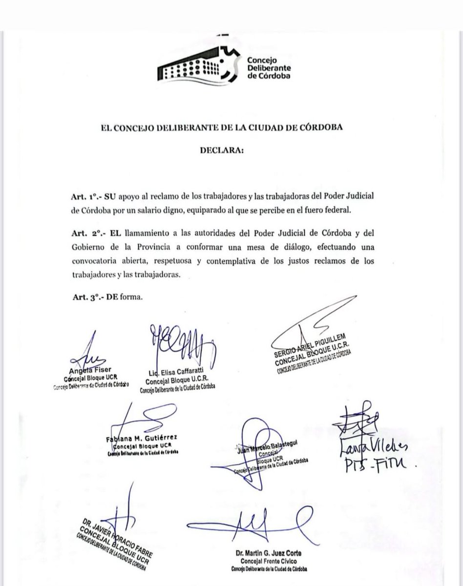 sergiopiguillem's tweet image. Presenté junto a los demás bloques de la oposición este proyecto de apoyo a un reclamo justo, necesario y urgente. Los trabajadores y las trabajadoras del Poder Judicial de Córdoba están afrontando una crisis histórica e inaceptable.
El salario digno se garantiza con una…