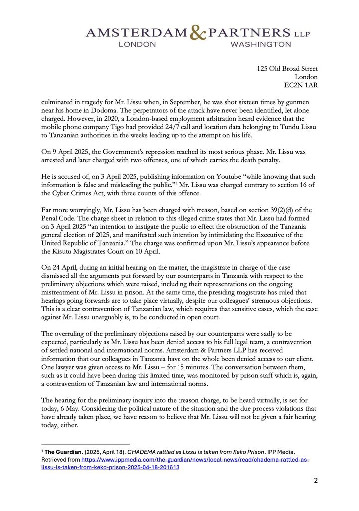 Sativa255's tweet image. Barua ya wakili wa Kimataifa wa Tundu Lissu kwa bunge la ulaya.

#FreeTunduLissu 

#TUTAKUWEPO🫵🏾😎