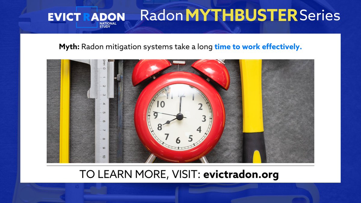 Myth Busted! 💥 #RadonMitigation systems don’t take a long time to work effectively! Don’t let misconceptions keep you from ensuring a safe home. Test, mitigate, and breathe easy. Link in bio for more information. #EvictRadon #RadonMitigation #RadonTesting #RadonAwareness