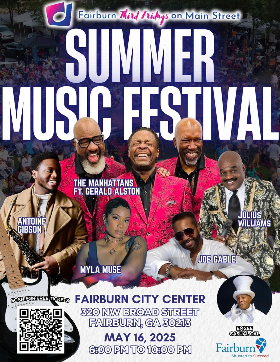 Third Fridays on Main Street are back at it again! Welcome to the Summer Music Festival ☀️🎶 This is a FREE, fun, family friendly event.  

🎤 WHEN: May 16, 2025, 6:00pm - 10:00pm
eventeny.com/events/summer-…

#OneFairburn #FairburnGA #ThirdFridays #SummerMusicFestiva