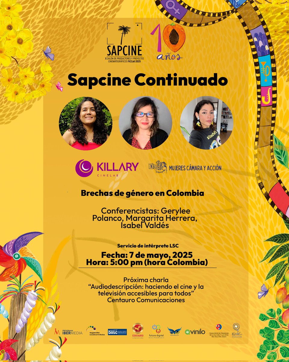 Hablemos de las brechas de género en el cine y el audiovisual en Colombia. Desde los retos cotidianos hasta las oportunidades para transformar.
✅ Gratuito
💻 Conferencias virtuales 
🧏 Con interpretación en lengua de señas colombiana (LSC).
Inscripción en sapcine.com