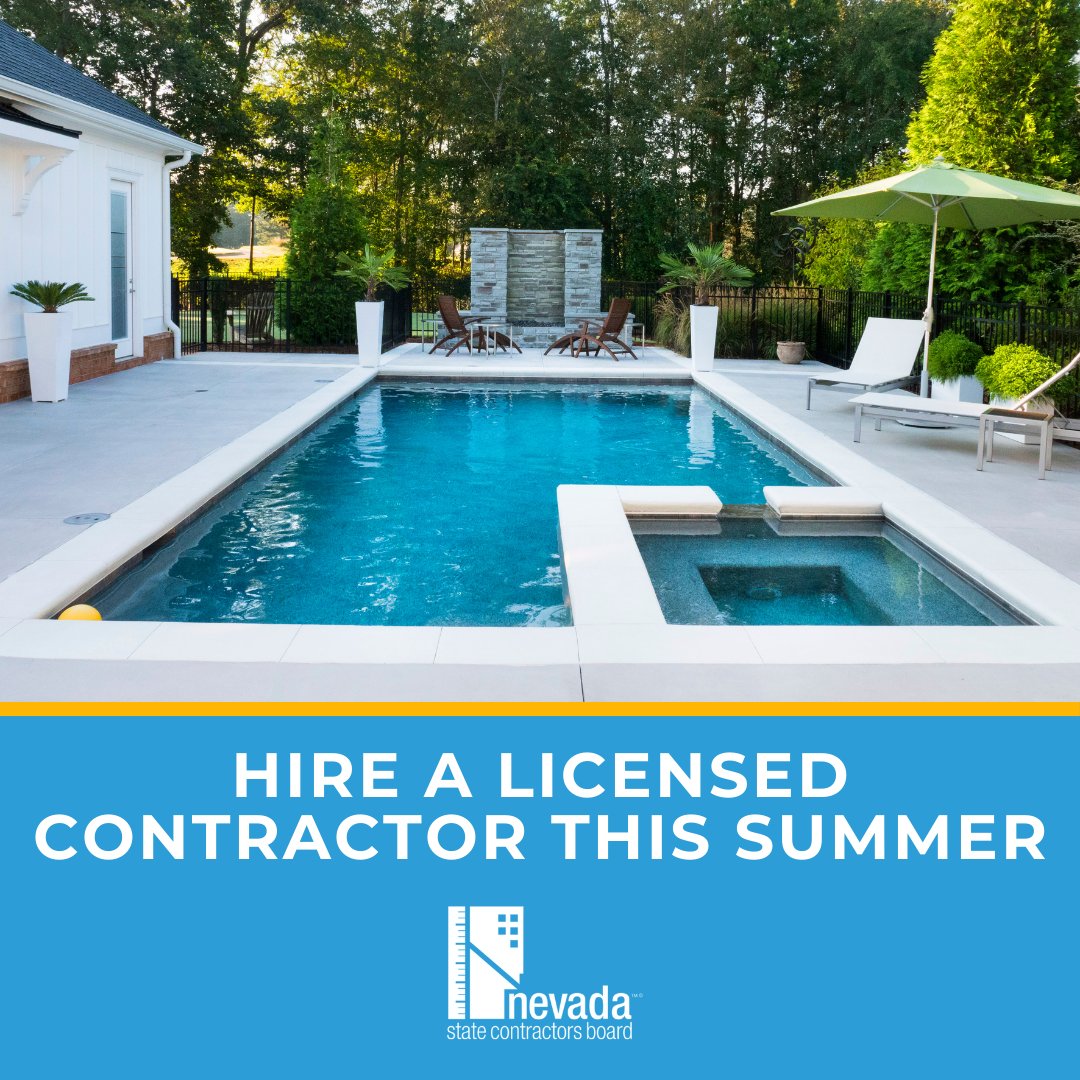 Dreaming of a pool makeover this summer? 🏊‍♂️☀️

Start by hiring a licensed contractor! Whether you’re building a pool or spa, or simply making renovations, be sure and do your research. Go to bit.ly/3RGH1e8 to learn more.
