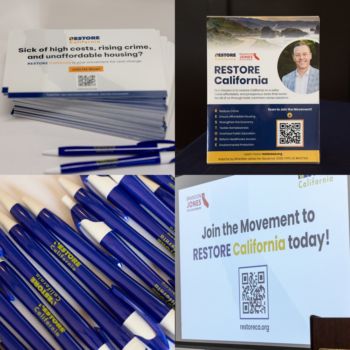 restorecali's tweet photo. A glimpse behind the movement 🌟

Sharing a few highlights from my Town Hall Event — featuring my book California’s Comeback and campaign materials that help spread the message of the RESTORE California movement across the state.

#RestoreCalifornia #BrandonJonesForGovernor #TownHall #CaliforniasComeback #California