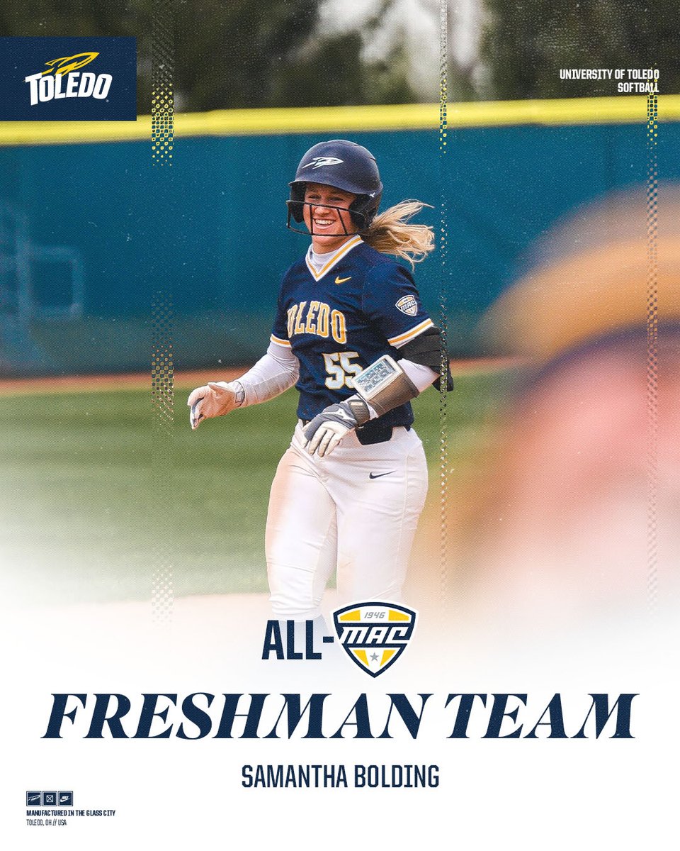 Toledo Softball (@toledosoftball) on Twitter photo Made a statement! 🤩
<a href="/SamanthaBoldin2/">Samantha Bolding</a> is the 2025 MAC Freshman of the Year! She also earned All-MAC Second Team and All-Freshman Team honors for her outstanding season.
📰 tinyurl.com/24g5ebgt
#TeamToledo Made a statement! 🤩
<a href="/SamanthaBoldin2/">Samantha Bolding</a> is the 2025 MAC Freshman of the Year! She also earned All-MAC Second Team and All-Freshman Team honors for her outstanding season.
📰 tinyurl.com/24g5ebgt
#TeamToledo