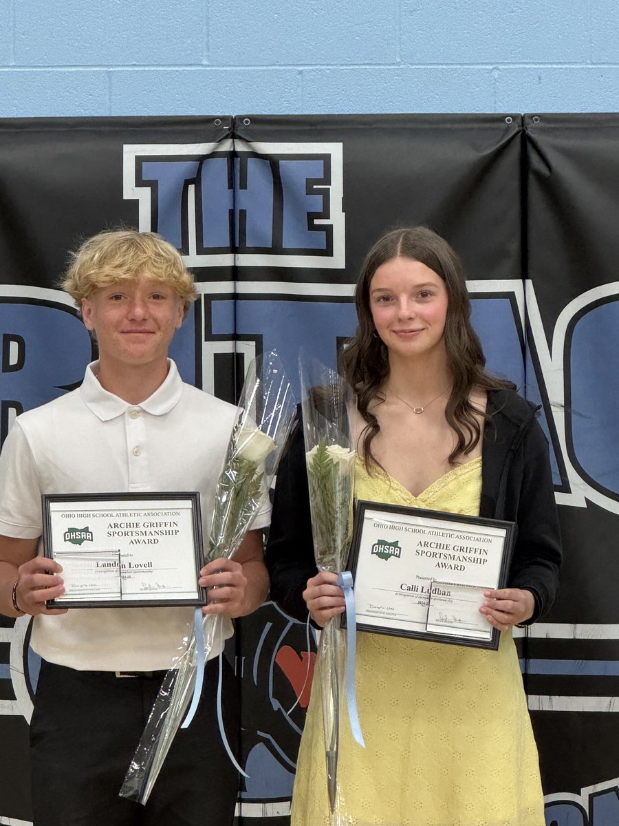 Congratulations to our Archie Griffin Award Winners, Landon Lovell &amp; Calli Ludban. ⁦<a href="/theheritagems/">Hilliard Heritage MS</a>⁩