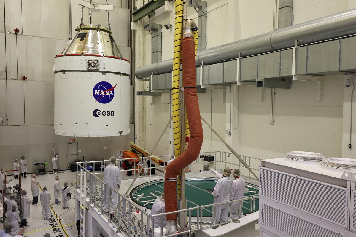 NASA Artemis (@nasaartemis) on Twitter photo One giant leap.
The <a href="/NASA_Orion/">Orion Spacecraft</a> spacecraft for the Artemis II mission is now in the fueling facility at <a href="/NASAKennedy/">NASA's Kennedy Space Center</a>. The <a href="/NASAGroundSys/">NASA's Exploration Ground Systems</a> teams will load the propellants the spacecraft and crew will need to carry out their 10-day journey. go.nasa.gov/3YzrRv8 One giant leap.
The <a href="/NASA_Orion/">Orion Spacecraft</a> spacecraft for the Artemis II mission is now in the fueling facility at <a href="/NASAKennedy/">NASA's Kennedy Space Center</a>. The <a href="/NASAGroundSys/">NASA's Exploration Ground Systems</a> teams will load the propellants the spacecraft and crew will need to carry out their 10-day journey. go.nasa.gov/3YzrRv8