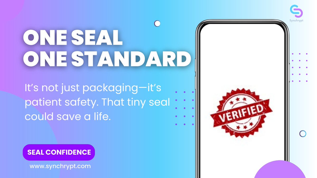 Synchrypt's tweet image. One broken seal can break trust. 
Seal your standards. 
Scan every package.

#QAPriorities #TamperSealMatters #ScanToVerify #PackagingSafety #Synchrypt