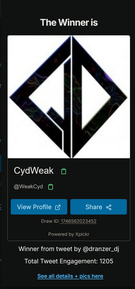Winner of the giveaway <a href="/WeakCyd/">CydWeak</a> 
Congratulations🎊DM me to claim your win!