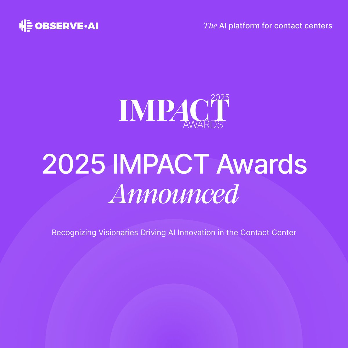 observeAI's tweet image. We're thrilled to unveil the winners of our IMPACT Awards—recognizing contact center leaders who are setting new industry standards through innovation and strategic AI adoption! 🏆
Read the full announcement & meet all the winners: ow.ly/IeM150VO5bN