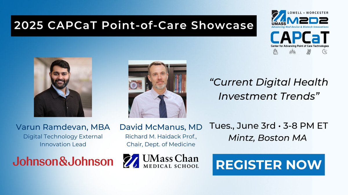 Cimit's tweet image. Join the #innovators shaping the future of point-of-care technology at the 6th Annual CAPCaT Showcase on June 3 in Boston, hosted by @UMassM2D2! Connect with NIH-funded startups, investors, and #digitalhealth  leaders.

🔗 Register now: eventbrite.com/e/capcat-6th-a…
