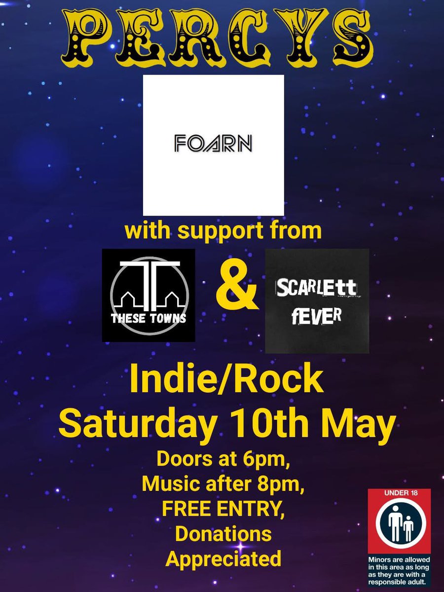Get on down to Percy’s cafe bar on Saturday! 3 bands on in a great venue!!