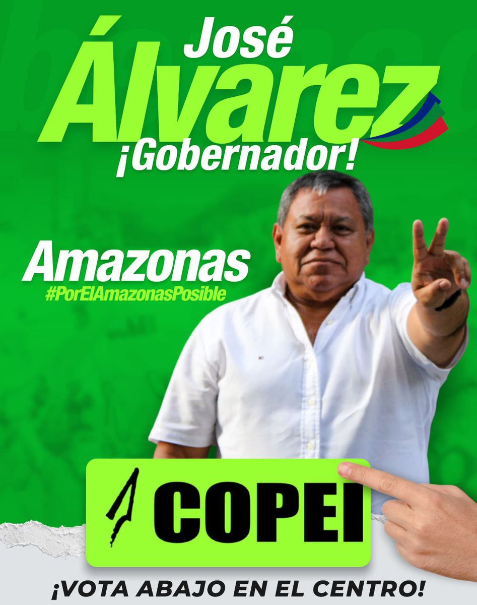 Jose Alvarez es nuestro abanderado a la Gobernacion del estado Amazonas   Con unidad y respeto a la diversidad de opiniones, reconstruiremos la verdadera democracia que necesita con urgencia nuestra amada Venezuela 🇻🇪 

Por el Amazonas Posible, Vota abajo y en el Centro. 📥