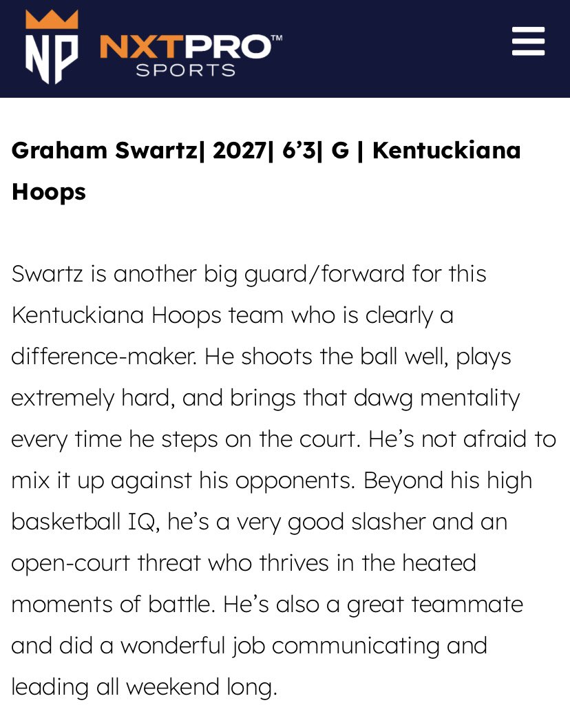 Kentuckiana Hoops Boys AAU (@kyinhoopsaau) on Twitter photo Tommy Gregg and Graham Swartz were mentioned as top performers <a href="/PRO16League/">PRO16/NXTPRO League</a> Session 5. The 2027 prospects continue to impress on the PUMA circuit! <a href="/TommyGregg0/">Tommy Gregg</a> <a href="/Grahamswartz11/">Graham Swartz</a> <a href="/1Coach_Scotty/">Scotty Sprigg</a> <a href="/colethompson00/">Cole Thompson</a> <a href="/KevinMoses38/">Kevin Moses LLC</a> <a href="/EthanPiechota/">Ethan Piechota</a> Tommy Gregg and Graham Swartz were mentioned as top performers <a href="/PRO16League/">PRO16/NXTPRO League</a> Session 5. The 2027 prospects continue to impress on the PUMA circuit! <a href="/TommyGregg0/">Tommy Gregg</a> <a href="/Grahamswartz11/">Graham Swartz</a> <a href="/1Coach_Scotty/">Scotty Sprigg</a> <a href="/colethompson00/">Cole Thompson</a> <a href="/KevinMoses38/">Kevin Moses LLC</a> <a href="/EthanPiechota/">Ethan Piechota</a>