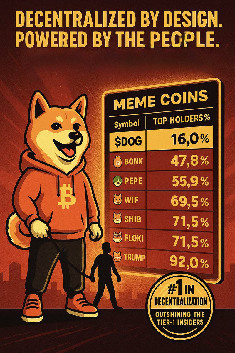 rowolution's tweet photo. $DOG is not just a meme.
It’s a movement.
The most decentralized meme coin in crypto — no whales, no insiders.
Just us.
#1 in fairness. #1 in decentralization. #1 for the people.
Join the revolution.
#DOG #DecentralizedByDesign #MemeCoinRevolution https://t.co/SUuAdwBWYz