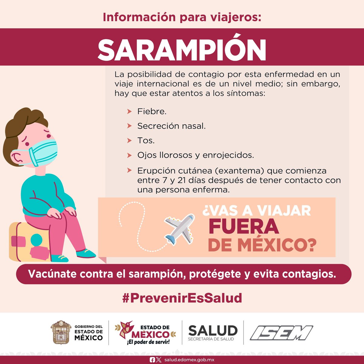 IMSAMA_Edomex's tweet photo. El #Sarampión es una enfermedad infecciosa altamente contagiosa, por lo que es importante permanecer atento a los síntomas. Vacúnate contra el sarampión, protégete y evita contagios. #PrevenirEsSalud https://t.co/URqwB1kJqy