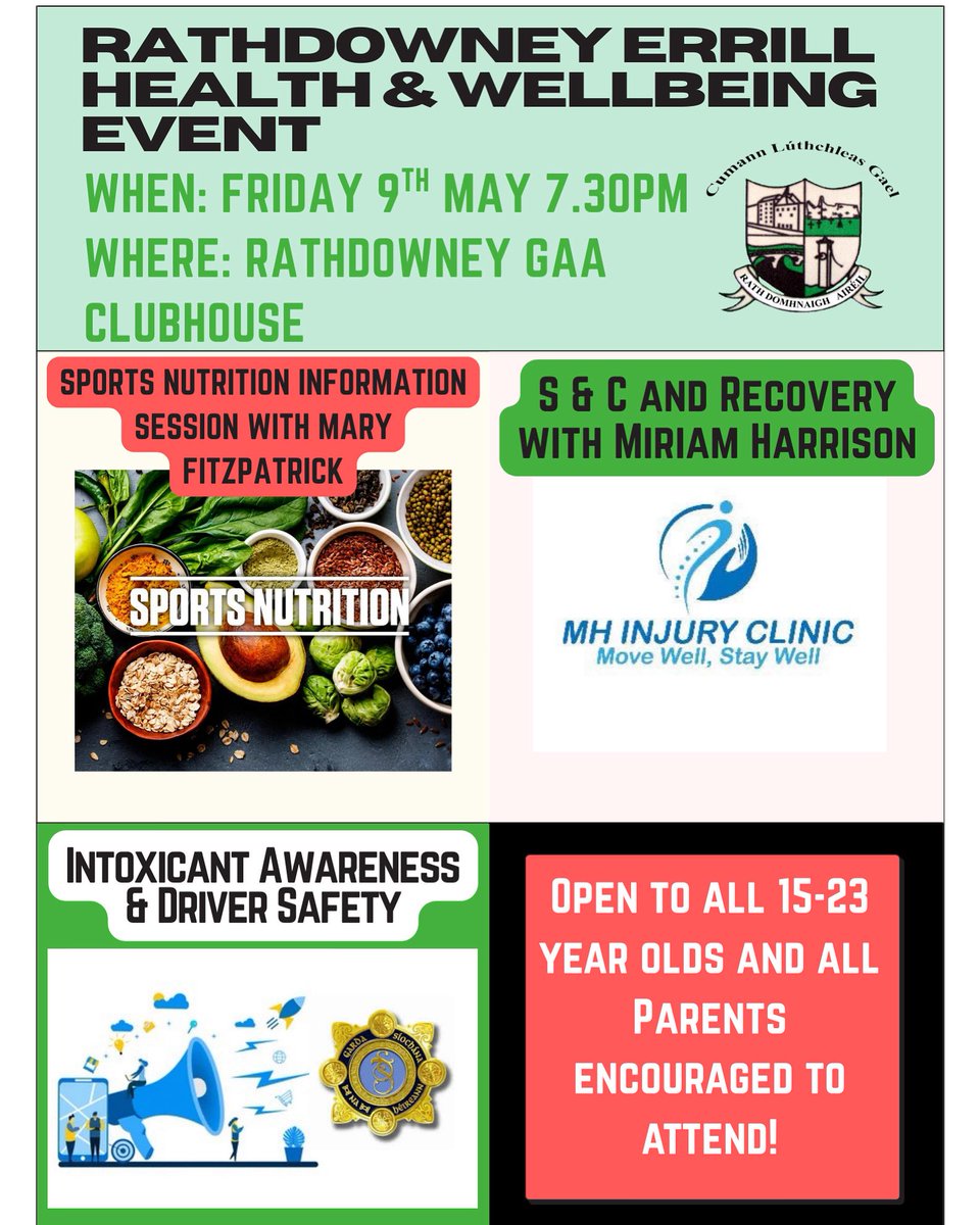 Reminder of this great free club event: Friday evening in Rathdowney GAA Clubhouse 7.30pm 🇮🇹👏🏻