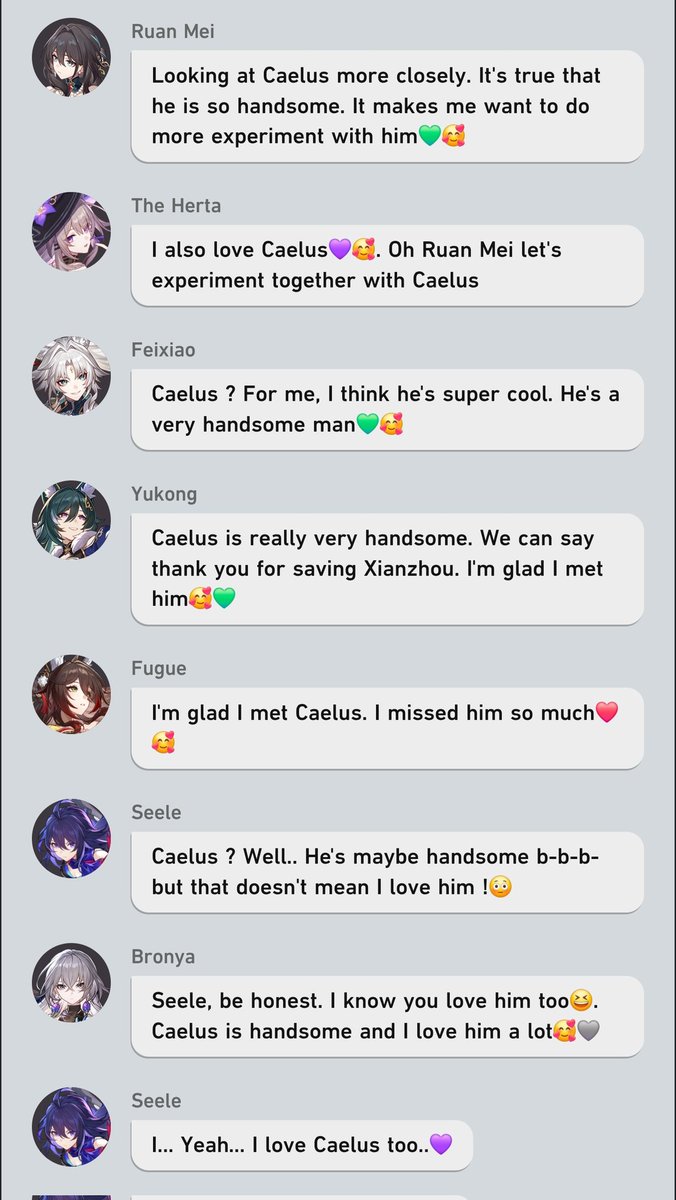 Ikc5305's tweet photo. What girls think about Caelus when Kafka sent a picture of him.
But in your opinion, why do I selected these girls ?
#Kafcae #Caemeko #Caeswan #Caeron #Caeglaea/#Aglacae #Caerta #Caemei #Caexiao #Caeong #Caegue #Caeseele #Caenya https://t.co/ywfeIPjbGi