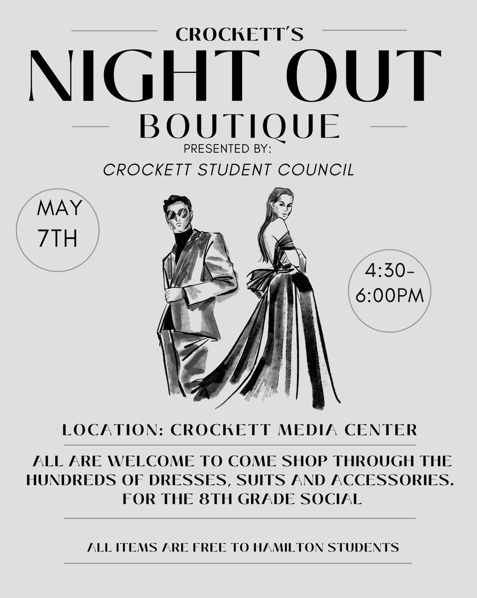 Crockett Middle School (@htsd_crockett) on Twitter photo **DATE CHANGE** The boutique at Crockett is being postponed! We will keep you updated on a new date and time! ๐๐พ๐ <a href="/FinacchioMatt/">Matt Finacchio</a> <a href="/HTSD_Reynolds/">Reynolds Middle School</a> **DATE CHANGE** The boutique at Crockett is being postponed! We will keep you updated on a new date and time! ๐๐พ๐ <a href="/FinacchioMatt/">Matt Finacchio</a> <a href="/HTSD_Reynolds/">Reynolds Middle School</a>