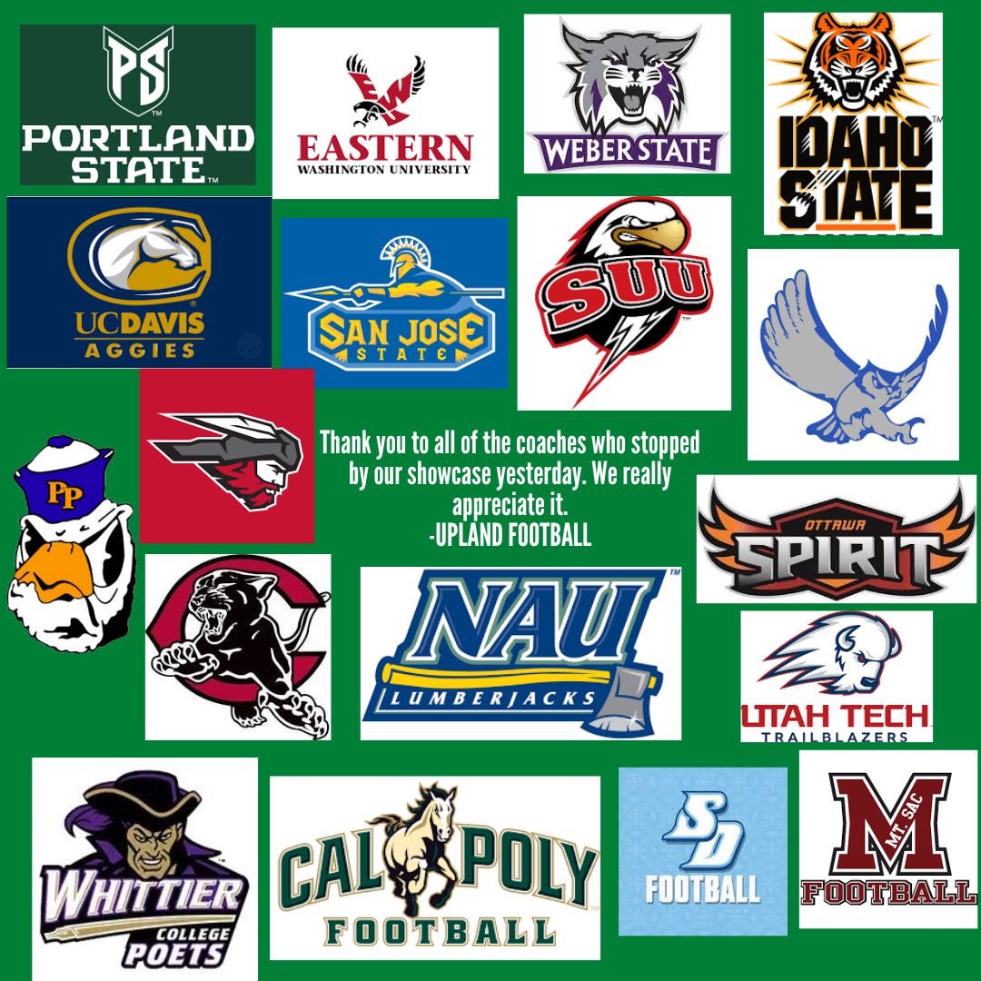 Upland Football (@upland_fb) on Twitter photo Thanks for your support. We appreciate it. <a href="/psuviks/">Portland State Athletics</a> @ewu_football <a href="/weberstatefb/">Weber State Football</a> @idahostatefb <a href="/ucdavisfootball/">ucdavisfootball</a> <a href="/sanjosestatefb/">San José State Football</a> @citrusowls @chaffeycollegefootball <a href="/suufb/">SUU Football 🏈</a> <a href="/naufootball/">Nau.ch Football League</a> <a href="/utahtech_fball/">Utah Tech Football</a> @whittiercollegefootball <a href="/calpolyfootball/">Cal Poly Football</a> <a href="/usdfootball/">San Diego Football</a> <a href="/mtsacfootball/">Mt. SAC Football</a> Thanks for your support. We appreciate it. <a href="/psuviks/">Portland State Athletics</a> @ewu_football <a href="/weberstatefb/">Weber State Football</a> @idahostatefb <a href="/ucdavisfootball/">ucdavisfootball</a> <a href="/sanjosestatefb/">San José State Football</a> @citrusowls @chaffeycollegefootball <a href="/suufb/">SUU Football 🏈</a> <a href="/naufootball/">Nau.ch Football League</a> <a href="/utahtech_fball/">Utah Tech Football</a> @whittiercollegefootball <a href="/calpolyfootball/">Cal Poly Football</a> <a href="/usdfootball/">San Diego Football</a> <a href="/mtsacfootball/">Mt. SAC Football</a>