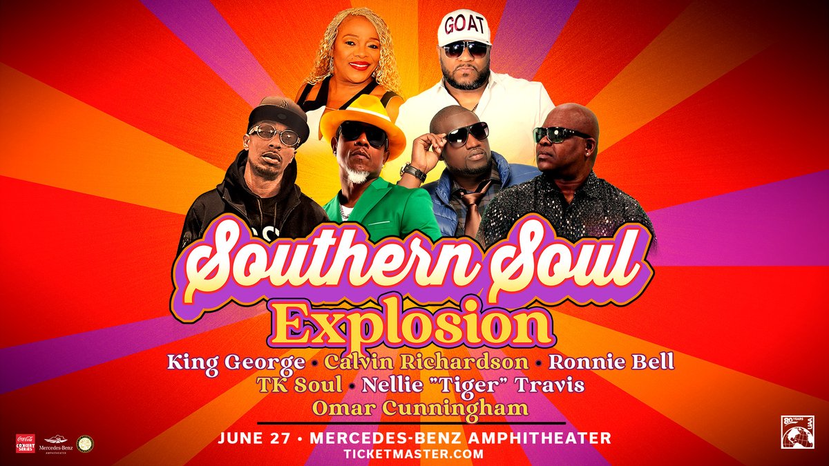 NEW DATE. SAME SOUL!
The Southern Soul Explosion will take the Mercedes-Benz Amphitheater Friday, June 27!
 
Featuring King George, Calvin Richardson, T.K. Soul, Omar Cunningham, Nellie “Tiger” Travis &amp; Ronnie Bell.
 
Use your existing ticket or purchase bit.ly/3RRxWiM